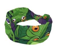 Headbands for Women, Elastic Hairbands, Funny Cartoon Frogs with Leaves Twisted Cross Head bands, Soft Non-Slip Hair Wrap for Workout Yoga, Fashion Hair Accessories