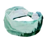 Headbands for Women, Elastic Wide Headband, Watercolor Forest Landscape Mountains Soft Yoga Hair Bands, Breathable Hairband for Running Sport Workout Travel