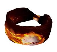 Headbands for Women, Flying Flames Baseball Ball Fashion Wide Headband, Cross Elastic Head Wrap, Sweat Sport Workout Turban Headband