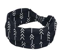 Headbands for Women, Geometric White Arrows Pattern Grey Fashion Wide Headband, Cross Elastic Head Wrap, Sweat Sport Workout Turban Headband