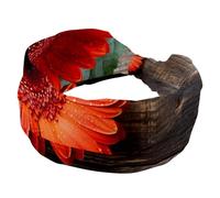 Headbands for Women, Gerbera with Leaves on a Wooden Background Twisted Cross Head bands, Elastic Hairbands, Soft Non-Slip Hair Wrap for Workout Yoga, Fashion Hair Accessories