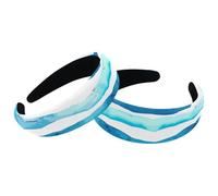 Headbands for Women Girls 2 Packs Padded Headbands Blue Water Wave Fashion Thick Wide Hair Band Hoops Velvet Hair Hoops Hair Accessories
