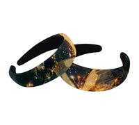 Headbands for Women Girls 2 Packs Padded Headbands Butterfly with Daisy Sparkle Trail in the Sky Fashion Thick Wide Hair Band Hoops Velvet Hair Hoops Hair Accessories