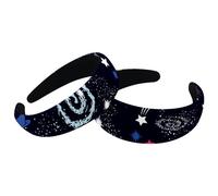 Headbands for Women Girls 2 Packs Padded Headbands Creation Universe Planet Stars Earth Fashion Thick Wide Hair Band Hoops Velvet Hair Hoops Hair Accessories