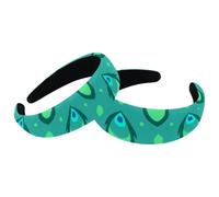 Headbands for Women Girls 2 Packs Padded Headbands Lake Blue Abstract Peacock Pattern Fashion Thick Wide Hair Band Hoops Velvet Hair Hoops Hair Accessories