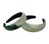 Headbands for Women Girls 2 Packs Padded Headbands Watercolor Landscape Sunrise Forest Mountains Fashion Thick Wide Hair Band Hoops Velvet Hair Hoops Hair Accessories