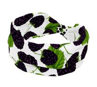 Headbands for Women Girls, Blackberry Seamless Pattern Soft Wide Headband, Stretchy Knotted Headwraps, Fashion Sports Hairdband for Workout Yoga, Gym, Running