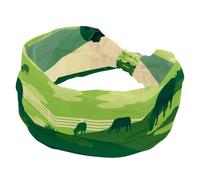 Headbands for Women Girls, Landscape Green Soft Wide Headband, Stretchy Knotted Headwraps, Fashion Sports Hairdband for Workout Yoga, Gym, Running