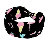 Headbands for Women Girls, Objects Black Pattern Soft Wide Headband, Stretchy Knotted Headwraps, Fashion Sports Hairdband for Workout Yoga, Gym, Running