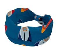 Headbands for Women Girls, Space Rocket Pattern Cartoon Navy Soft Wide Headband, Stretchy Knotted Headwraps, Fashion Sports Hairdband for Workout Yoga, Gym, Running