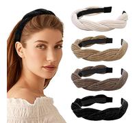 Headbands for Women Girls Thick Wide Hairband Fashion Non Slip Hairhoop Braided Corduroy Headband Soft Solid Colors Hair Accessories 4PCS