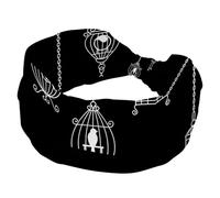 Headbands for Women Girls, Wide Headband, Birdcage Black Pattern Knotted Cross Turban Head Band, Non Slip Hairband for Yoga Workout Running