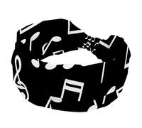 Headbands for Women Girls, Wide Headband, Knotted Cross Turban Head Band, Musical Notes White on Black Non Slip Hairband for Yoga Workout Running