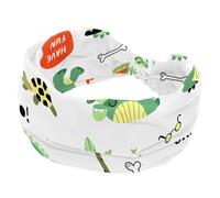 Headbands for Women, Green Dinosaurs Words Pattern Soft Wide Hairband, Absorbed Sweat Sport Yoga Workout Headband, Stretchy Twist Knotted Hairwrap