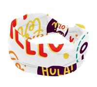 Headbands for Women, Hello Words in Different Languages Fashion Wide Headband, Cross Elastic Head Wrap, Sweat Sport Workout Turban Headband