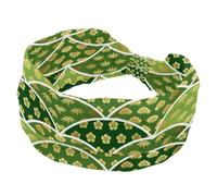Headbands for Women, Japanese Auspicious Green Pine Bamboo Plum Yoga Workout Headband, Elastic Criss Hairband, Soft Hairwrap, Fashion Turban Head Band