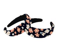 Headbands for Women Ladies, Ditsy Flower Pattern Non Slip Makeup Headband Wide Top Turban Hair Bands Hoops for Shower, Set of 2