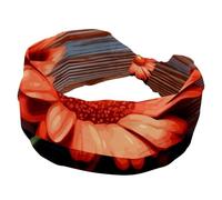 Headbands for Women Ladies, Gerbera on a Wooden Wide Top Turban Hairband, Non Slip Makeup Headband, Knotted Hair Wrap