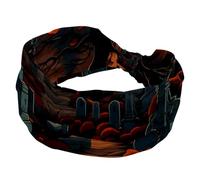 Headbands for Women Ladies, Halloween Cemetery Wide Top Turban Hairband, Non Slip Makeup Headband, Knotted Hair Wrap