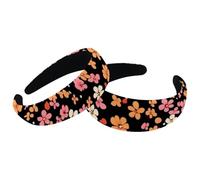 Headbands for Women Ladies, Non Slip Makeup Headband, Colorful Ditsy Floral Pattern Wide Top Turban Hair Bands Hoops for Shower, Set of 2