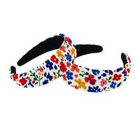 Headbands for Women Ladies, Non Slip Makeup Headband, Colorful Ditsy Flower Floral Pattern Wide Top Turban Hair Bands Hoops for Shower, Set of 2