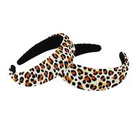Headbands for Women Ladies, Non Slip Makeup Headband, Yellow Leopard Wide Top Turban Hair Bands Hoops for Shower, Set of 2