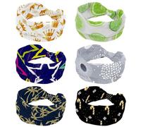Headbands for Women, Lemon Scandinavian Beautiful 6 Packs Absorbed Sweat Sport Yoga Workout Headband, Soft Stretchy Wide Hairband, Twist Knotted Hairwrap