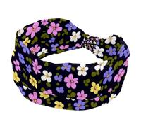 Headbands for Women, Little Flower Pattern Elastic Wide Headband, Knotted Hairband, Vintage Head Wraps for Daily Use, Yoga, Workout
