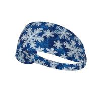 Headbands for Women Men, Blue and White Snowflakes Print Sweat Band Athletic Sports Running Workout Headbands