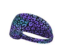 Headbands for Women Men, Stripe Purple Leopard Print Sweat Band Athletic Sports Running Workout Headbands