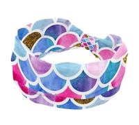 Headbands for Women, Mermaid Scale Sea Maid Wide Headband, Twist Knotted Yoga Workout Hairband, Soft Elastic Headwrap, Fashion Hair Accessories