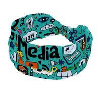 Headbands for Women, Music Social Media Yoga Workout Headband, Elastic Criss Hairband, Soft Hairwrap, Fashion Turban Head Band