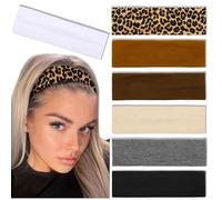 Headbands for Women, Non-Sliding, Fashion Headbands, 7 Pieces, Elastic Hair Bands for Women, Hair Workout, Sweat Headbands, Soft, Thick Cotton Fabric Headband, multicoloured, L