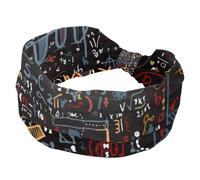 Headbands for Women Non Slip Headband Elastic Wide Turban Hair Bands Yoga Hairband Sweat Sports Workout Headwrap, Abstract Math Geometry