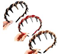 Headbands for Women Non Slip, Vintage High Cranium Artificial Pearl Hairband, Elegant Comb Headband with Teeth, zigzag Headband Hair Bands Gift for Girls (3pcs small pearl,One size)