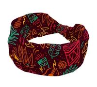 Headbands for Women, Pattern Brazilian Carnival with Drums Guitars Fashion Wide Headband, Cross Elastic Head Wrap, Sweat Sport Workout Turban Headband