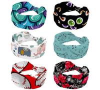Headbands for Women, Scary Colorful Eyes 6 Pieces Absorbed Sweat Sport Yoga Workout Headband, Soft Stretchy Wide Hairband, Twist Knotted Hairwrap