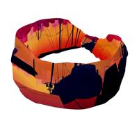 Headbands for Women, Shipyard Sunset Wide Headband, Twist Knotted Yoga Workout Hairband, Soft Elastic Headwrap, Fashion Hair Accessories