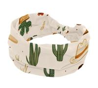 Headbands for Women, Soft Yoga Hair Bands, Elastic Wide Headband, Wild West Cowboy Caps Boots Cactus Pattern Breathable Hairband for Running Sport Workout Travel