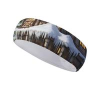 Headbands for Women Sports Christmas Winter Happy Scene Printed Headband Workout Headband Hairband for Sports Fitness and Running