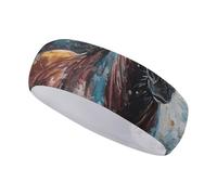 Headbands for Women Sports Headband Workout Headband Showing Two Horses Running Printed Hairband