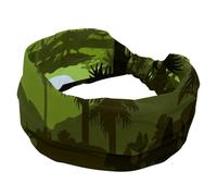 Headbands for Women, Tropical Forest Landscape Palm Tree Mountain Yoga Workout Headband, Elastic Criss Hairband, Soft Hairwrap, Fashion Turban Head Band