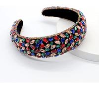 Headbands for Women,Twist Knot Headband,European and American gemstone rhinestone headband catwalk retro handmade wide-sided head buckle sponge inlaid drill headband women,color (Color : Color) ( Colo