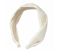 Headbands for Women Vintage Imitation Silver Satin Woven Headband Hair Headdress Headpiece(Beige)