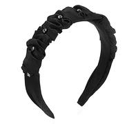 Headbands for Women Vintage Pearl Wide Headband Party Wedding Hair Accessories Headpiece(Black 2)