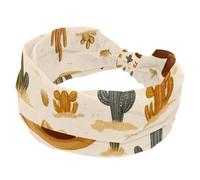 Headbands for Women, Wide Elastic Headband, Twist Knotted Yoga Workout Hairband, Wild Western Cowboy Caps Cactus in Desert Pattern Soft Headwrap, Fashion Hair Accessories