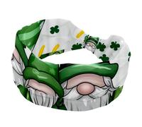 Headbands for Women, Yoga Workout Headband, Elastic Criss Hairband, St. Patrick's Four-Leaf Clover Gnomes Soft Hairwrap, Fashion Turban Head Band