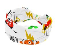 Headbands for Women, Yoga Workout Headband, Hand Drawn Colorful Monsters Music Elastic Criss Hairband, Soft Hairwrap, Fashion Turban Head Band