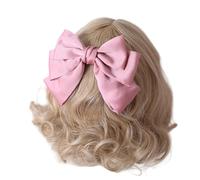 Headbands for women's hair Satin Hair Bow for Women Barrette Hairclips Big Bowknot Metal Side Clip Princess Aesthetic Hair Accessories(Pink)