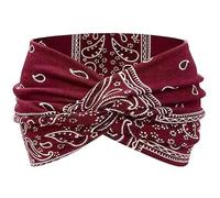 Headbands for Women's Hair Yoga Headbands For Women's Hair Wide Thick Stretchy Turban Knotted Leopard Head Bands(Wine red cashew)